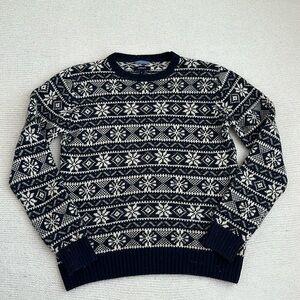 Gant Wool Snowflake Crew Neck Sweater Navy Size Medium